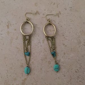 Gold Turquoise Dangle Earrings